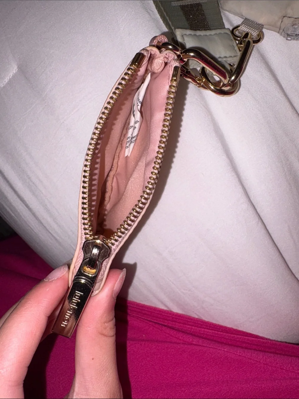 lululemon athletica Dual Pouch Wristlet in Blush Pink and Light Gray